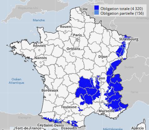 Pneus hiver - Les Départements concernés